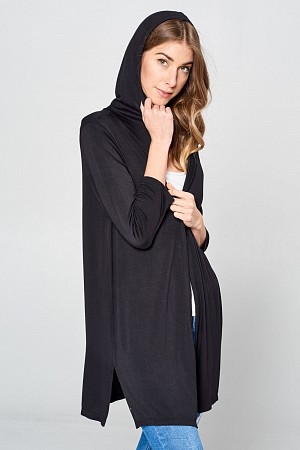3/4 Sleeve Hoodie Cardigan Wit ...